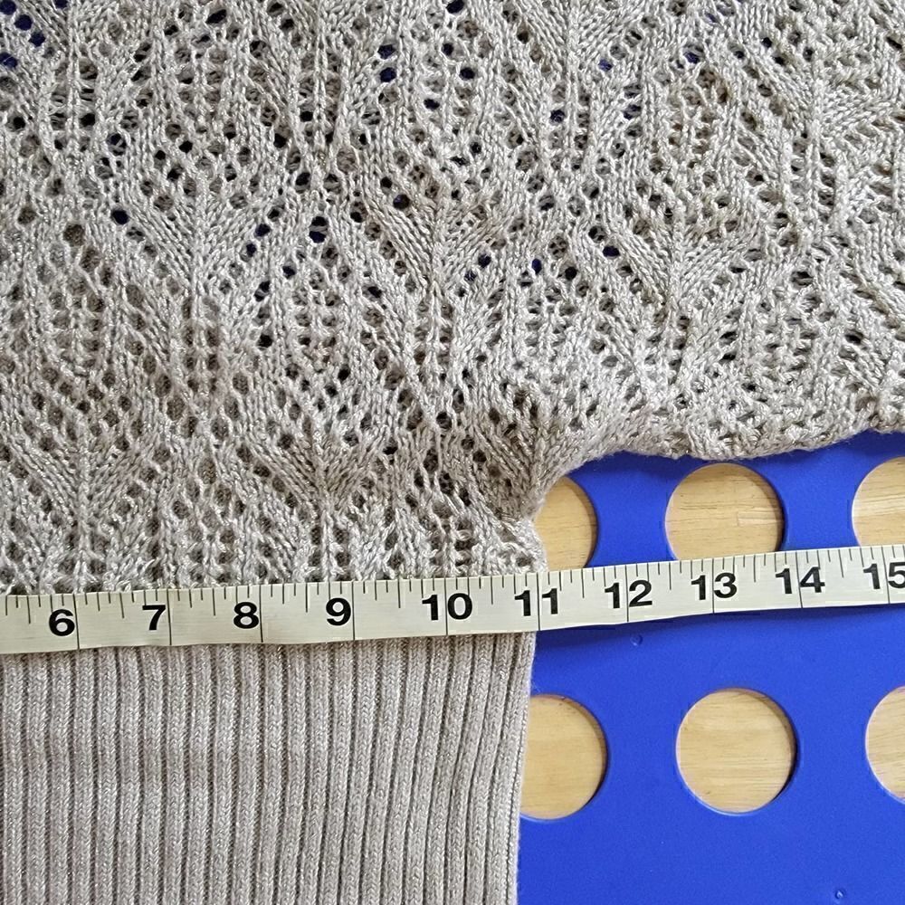 XOXO Collection Knit Metallic Sweater Tan Silver Size Small - Picture 8 of 16